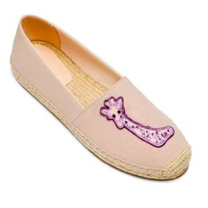 Kate Spade New York Canvas Garden Purple Rhinestones Giraffe Espadrilles NWOT 7